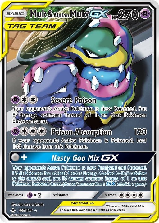 Image for Muk & Alolan Muk GX (197) (Full Art) (197/214) (Holofoil) [SM - Unbroken Bonds] (SM10) - Pokemon