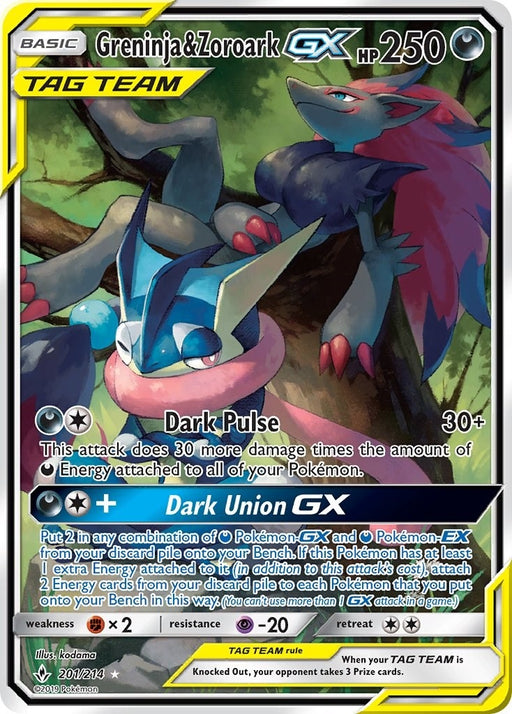 Image for Greninja & Zoroark GX (201) (Alternate Full Art) (201/214) (Holofoil) [SM - Unbroken Bonds] (SM10) - Pokemon