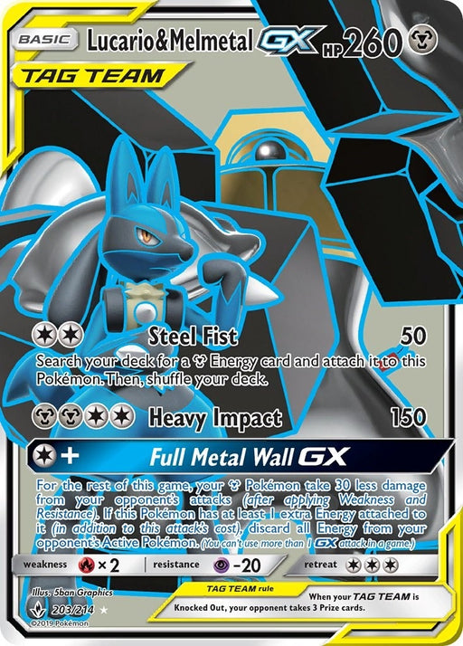 Image for Lucario & Melmetal GX (Full Art) (203/214) (Holofoil) [SM - Unbroken Bonds] (SM10) - Pokemon