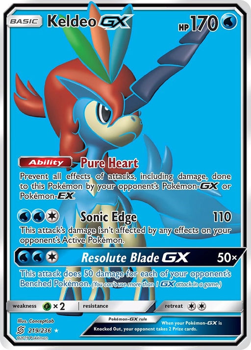 Image for Keldeo GX (Full Art) (219/236) (Holofoil) [SM - Unified Minds] - Pokemon