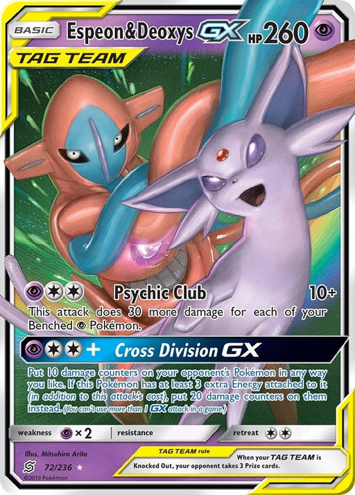 Image for Espeon & Deoxys GX (72/236) (Holofoil) [SM - Unified Minds] - Pokemon