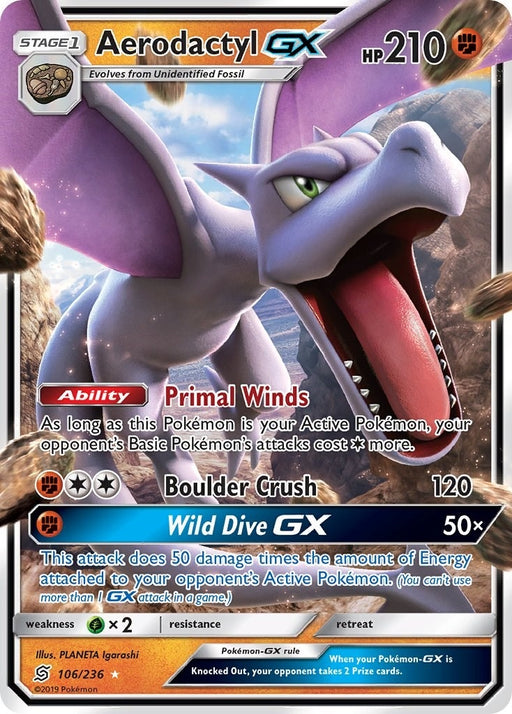 Image for Aerodactyl GX (106/236) (Holofoil) [SM - Unified Minds] - Pokemon
