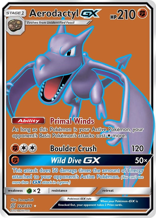 Image for Aerodactyl GX (Full Art) (224/236) (Holofoil) [SM - Unified Minds] - Pokemon