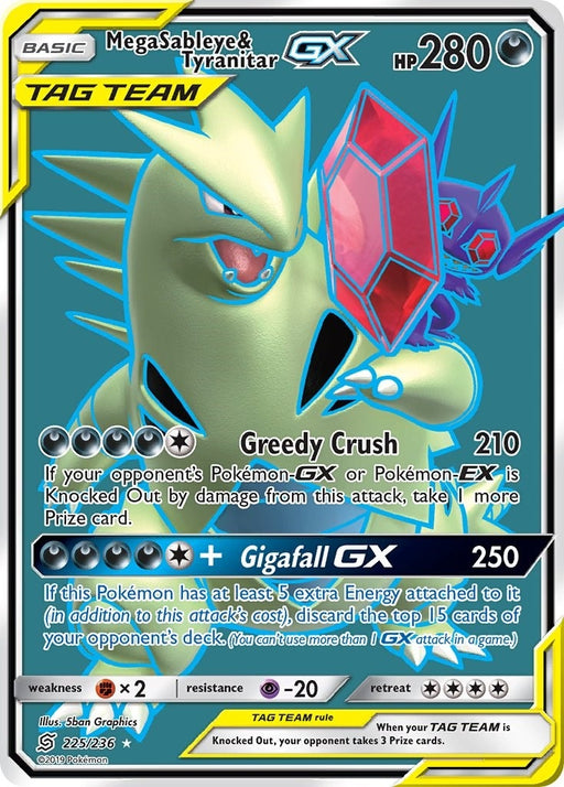 Image for Mega Sableye & Tyranitar GX (Full Art) (225/236) (Holofoil) [SM - Unified Minds] - Pokemon