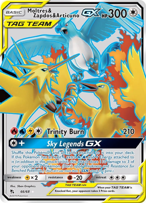Image for Moltres & Zapdos & Articuno GX (Full Art) (66/68) (Holofoil) [Hidden Fates] - Pokemon