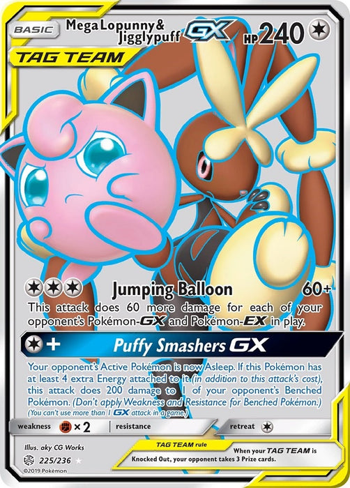 Image for Mega Lopunny & Jigglypuff GX (Full Art) (225/236) (Holofoil) [SM - Cosmic Eclipse] - Pokemon
