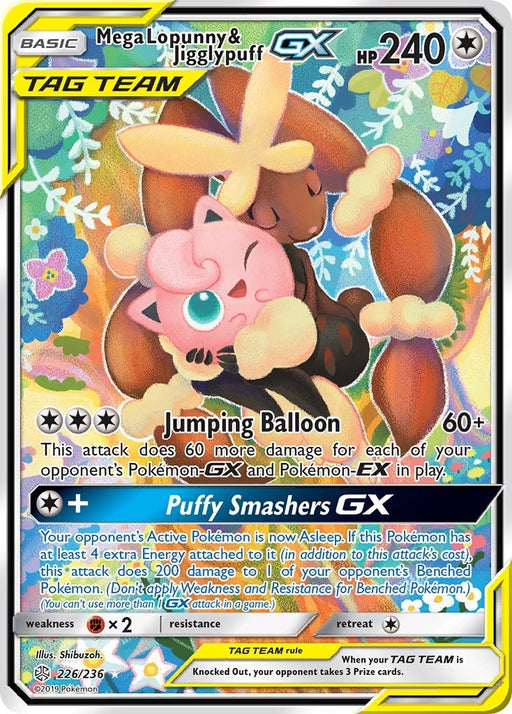 Image for Mega Lopunny & Jigglypuff GX (Alternate Full Art) (226/236) (Holofoil) [SM - Cosmic Eclipse] - Pokemon