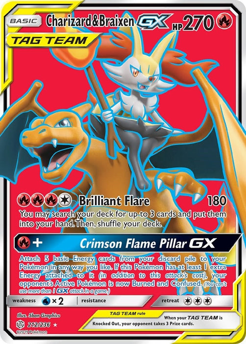 Image for Charizard & Braixen GX (Full Art) (212/236) (Holofoil) [SM - Cosmic Eclipse] - Pokemon
