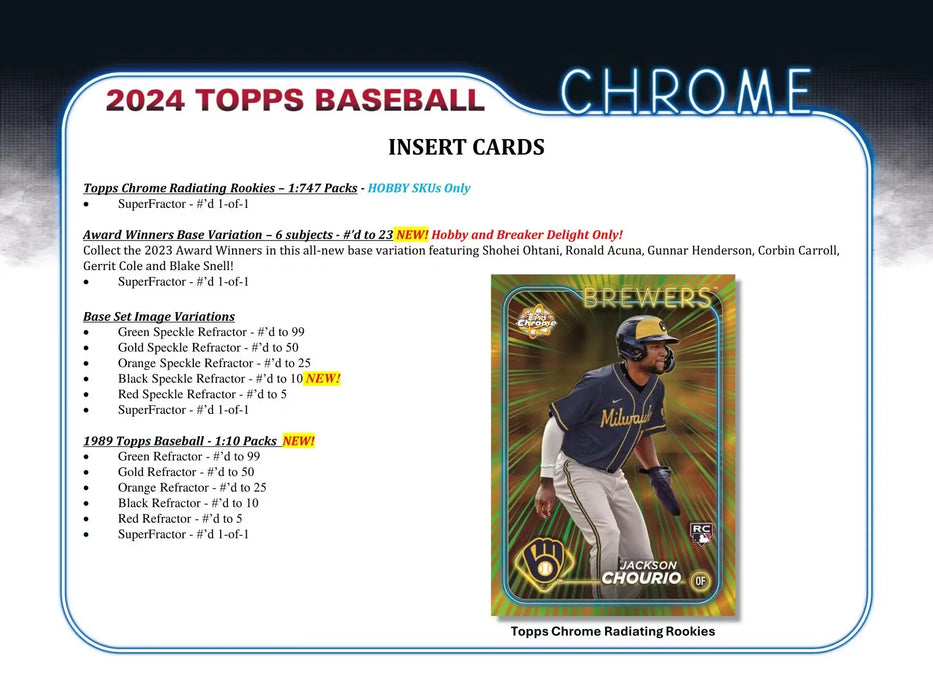 2024 TOPPS Chrome Baseball Hobby Box