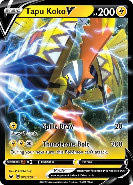 Image for Tapu Koko V (072/202) (Holofoil) [SWSH01: Sword & Shield Base Set] - Pokemon