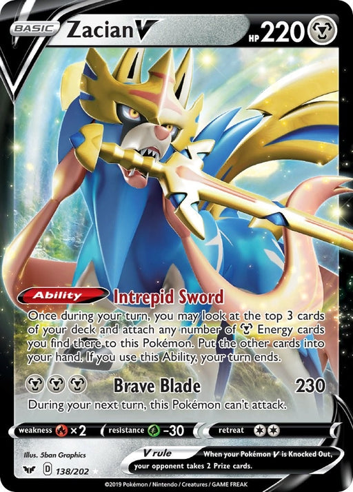 Image for Zacian V (138/202) (Holofoil) [SWSH01: Sword & Shield Base Set] - Pokemon