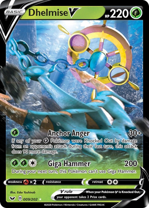 Image for Dhelmise V (009/202) (Holofoil) [SWSH01: Sword & Shield Base Set] - Pokemon