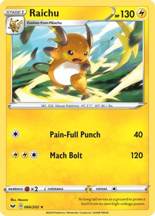 Raichu (066/202) [Sword & Shield: Base Set]