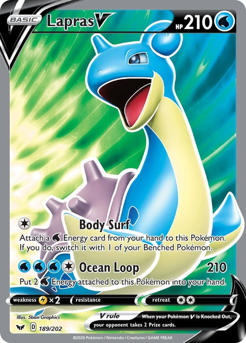Image for Lapras V (Full Art) (189/202) (Holofoil) [SWSH01: Sword & Shield Base Set] - Pokemon