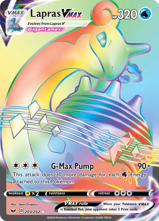 Image for Lapras VMAX (Secret) (203/202) (Holofoil) [SWSH01: Sword & Shield Base Set] - Pokemon
