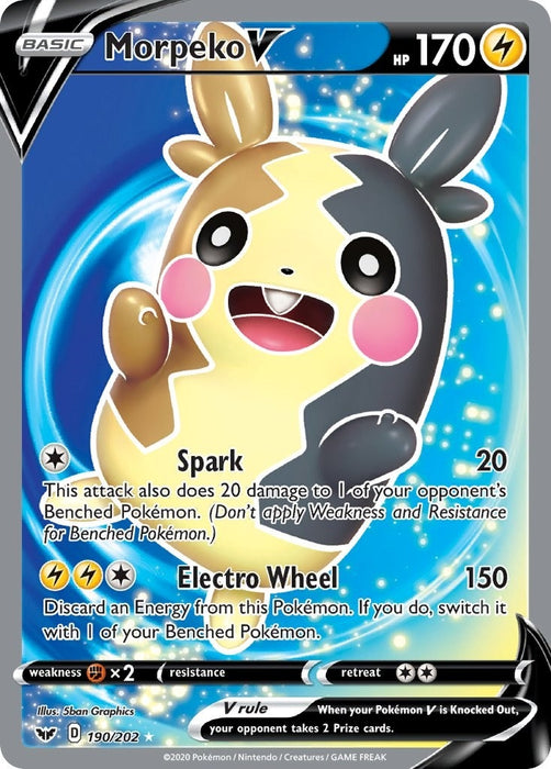 Image for Morpeko V (Full Art) (190/202) (Holofoil) [SWSH01: Sword & Shield Base Set] - Pokemon