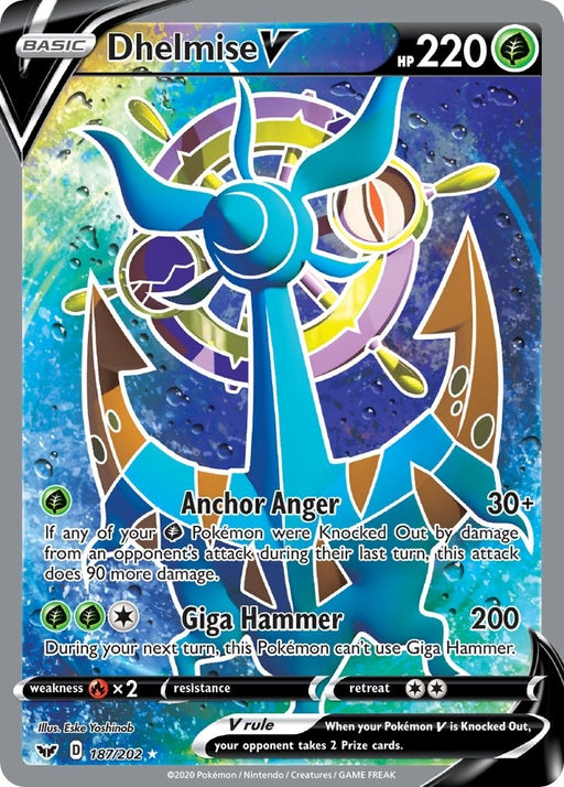 Image for Dhelmise V (Full Art) (187/202) (Holofoil) [SWSH01: Sword & Shield Base Set] - Pokemon