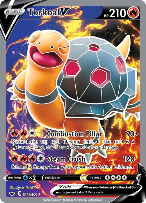 Image for Torkoal V (Full Art) (188/202) (Holofoil) [SWSH01: Sword & Shield Base Set] - Pokemon