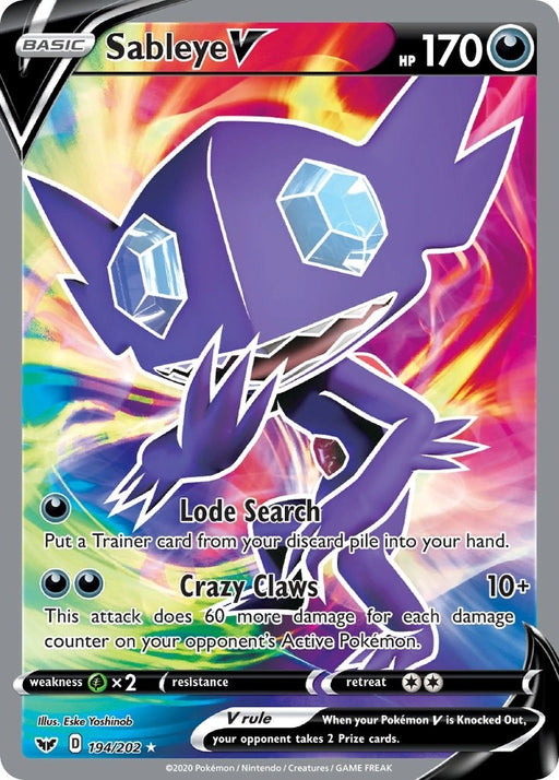 Image for Sableye V (Full Art) (194/202) (Holofoil) [SWSH01: Sword & Shield Base Set] - Pokemon