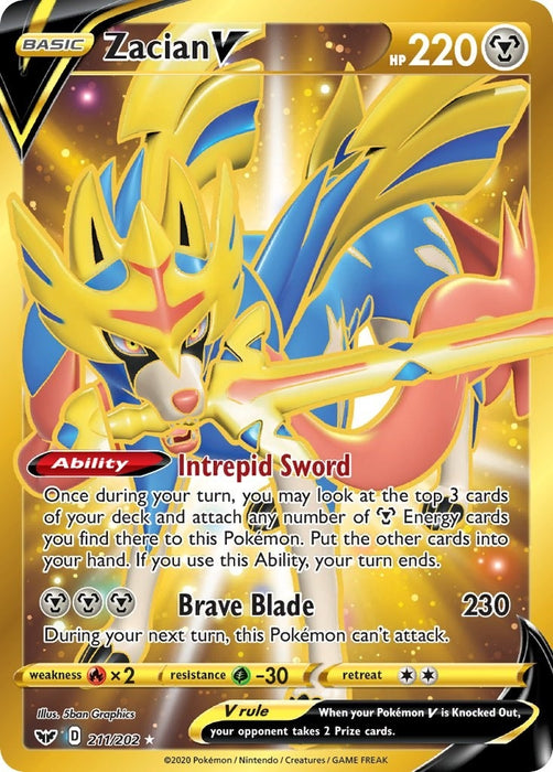 Image for Zacian V (Secret) (211/202) (Holofoil) [SWSH01: Sword & Shield Base Set] - Pokemon