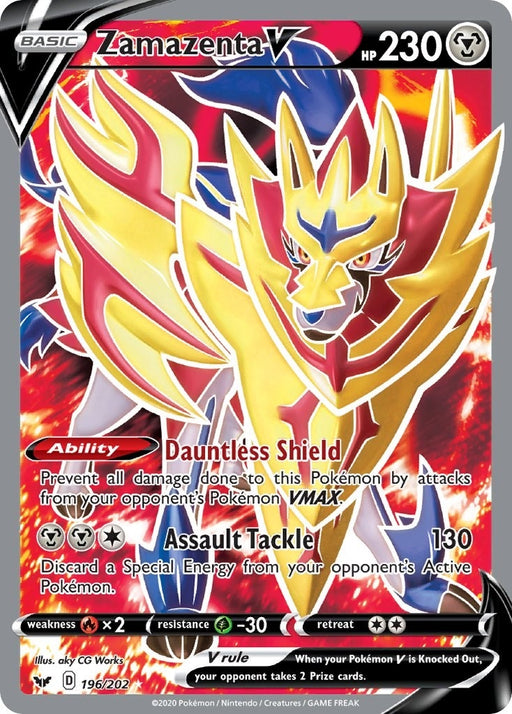 Image for Zamazenta V (Full Art) (196/202) (Holofoil) [SWSH01: Sword & Shield Base Set] - Pokemon