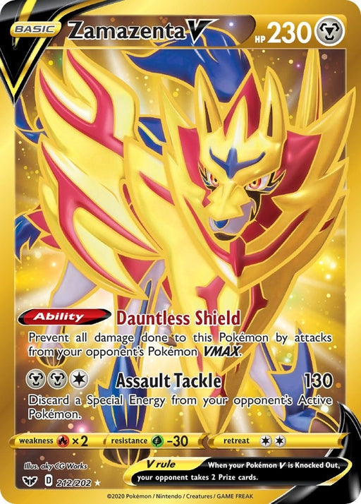 Image for Zamazenta V (Secret) (212/202) (Holofoil) [SWSH01: Sword & Shield Base Set] - Pokemon