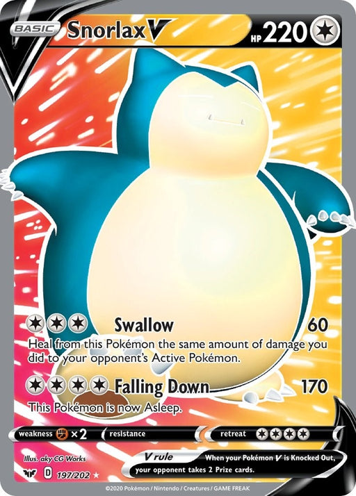 Image for Snorlax V (Full Art) (197/202) (Holofoil) [SWSH01: Sword & Shield Base Set] - Pokemon