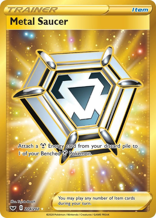 Image for Metal Saucer (Secret) (214/202) (Holofoil) [SWSH01: Sword & Shield Base Set] - Pokemon