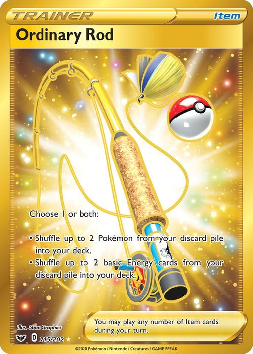Image for Ordinary Rod (Secret) (215/202) (Holofoil) [SWSH01: Sword & Shield Base Set] - Pokemon