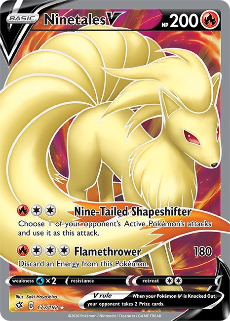 Image for Ninetales V (Full Art) (177/192) (Holofoil) [SWSH02: Rebel Clash] - Pokemon