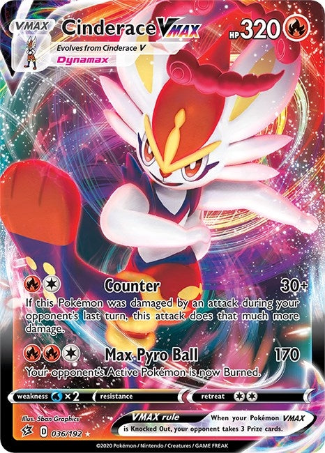 Image for Cinderace VMAX (036/192) (Holofoil) [SWSH02: Rebel Clash] - Pokemon