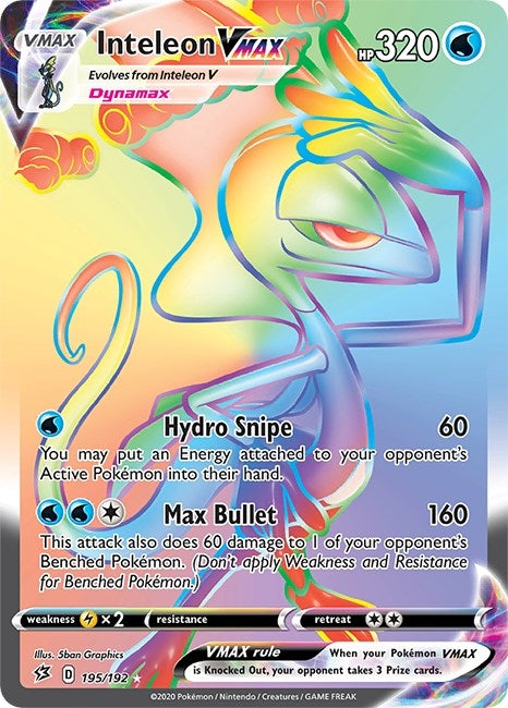Image for Inteleon VMAX (Secret) (195/192) (Holofoil) [SWSH02: Rebel Clash] - Pokemon