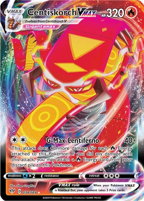 Image for Centiskorch VMAX (034/189) (Holofoil) [SWSH03: Darkness Ablaze] - Pokemon