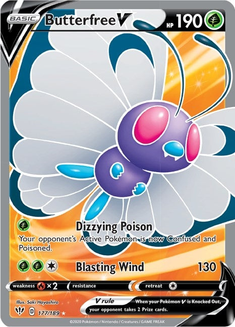 Image for Butterfree V (Full Art) (177/189) (Holofoil) [SWSH03: Darkness Ablaze] - Pokemon