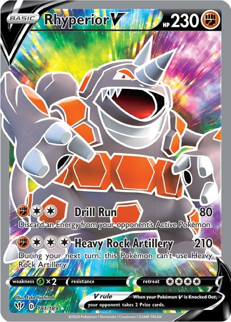 Image for Rhyperior V (Full Art) (181/189) (Holofoil) [SWSH03: Darkness Ablaze] - Pokemon