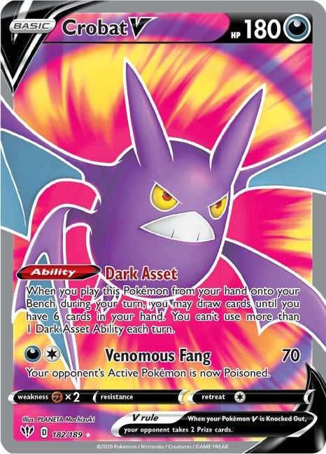 Image for Crobat V (Full Art) (182/189) (Holofoil) [SWSH03: Darkness Ablaze] - Pokemon