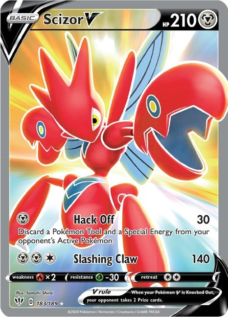 Image for Scizor V (Full Art) (183/189) (Holofoil) [SWSH03: Darkness Ablaze] - Pokemon