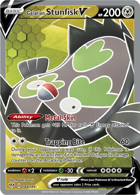 Image for Galarian Stunfisk V (Full Art) (184/189) (Holofoil) [SWSH03: Darkness Ablaze] - Pokemon
