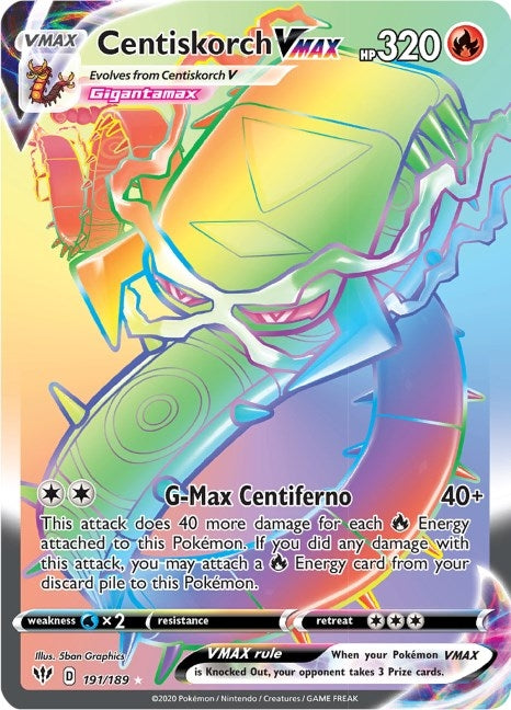 Image for Centiskorch VMAX (Secret) (191/189) (Holofoil) [SWSH03: Darkness Ablaze] - Pokemon