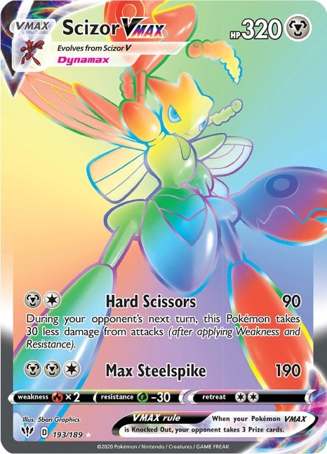 Image for Scizor VMAX (Secret) (193/189) (Holofoil) [SWSH03: Darkness Ablaze] - Pokemon