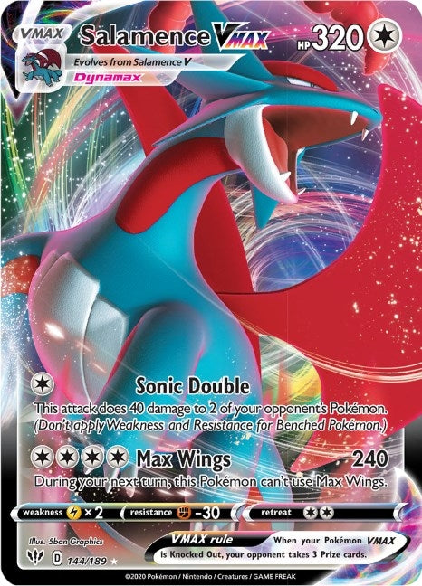 Image for Salamence VMAX (144/189) (Holofoil) [SWSH03: Darkness Ablaze] - Pokemon
