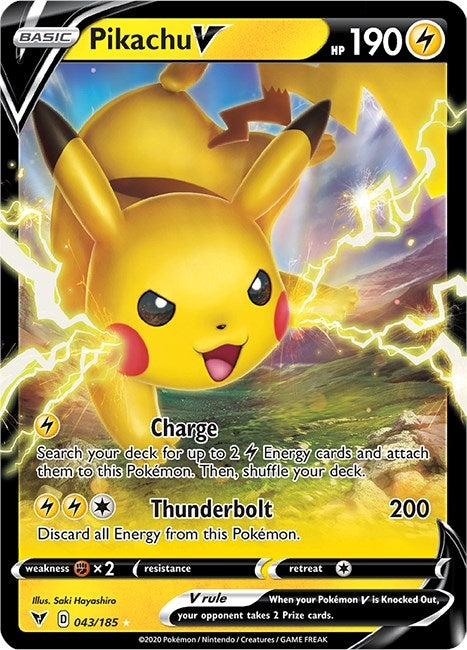 Image for Pikachu V (043/185) (Holofoil) [SWSH04: Vivid Voltage] - Pokemon