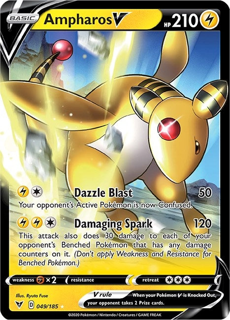 Image for Ampharos V (049/185) (Holofoil) [SWSH04: Vivid Voltage] - Pokemon