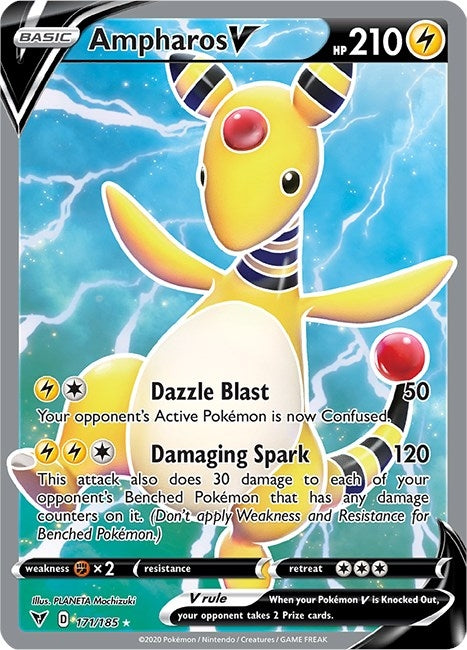 Image for Ampharos V (Full Art) (171/185) (Holofoil) [SWSH04: Vivid Voltage] - Pokemon