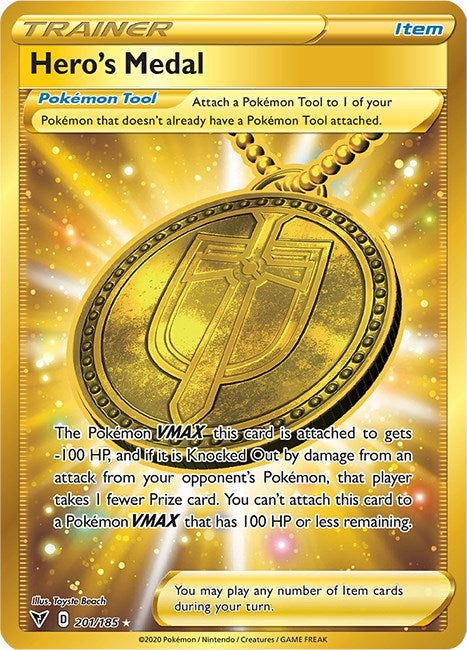 Image for Hero's Medal (Secret) (201/185) (Holofoil) [SWSH04: Vivid Voltage] - Pokemon