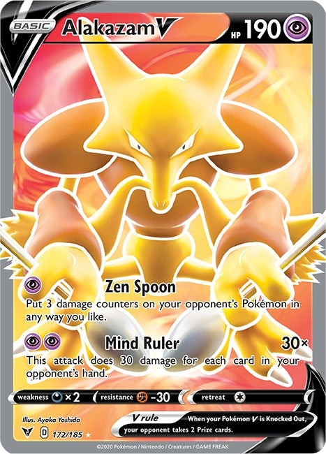 Image for Alakazam V (Full Art) (172/185) (Holofoil) [SWSH04: Vivid Voltage] - Pokemon