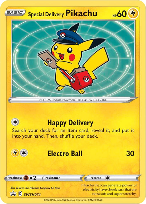 Image for Special Delivery Pikachu - SWSH074 (SWSH074) (Holofoil) [SWSH: Sword & Shield Promo Cards] - Pokemon