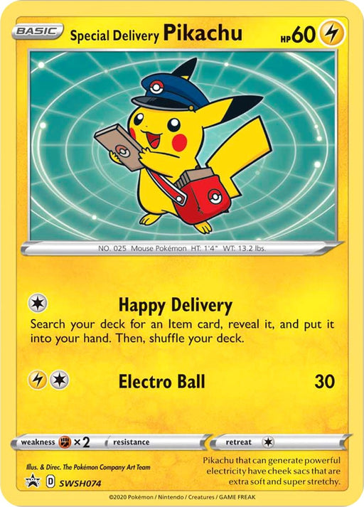 Image for Special Delivery Pikachu - SWSH074 (SWSH074) (Holofoil) [SWSH: Sword & Shield Promo Cards] - Pokemon