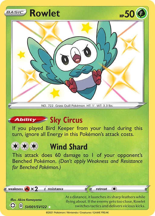 Image for Rowlet (SV001/SV122) (Holofoil) [Shining Fates: Shiny Vault] - Pokemon