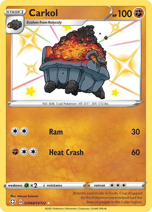 Image for Carkol (SV068/SV122) (Holofoil) [Shining Fates: Shiny Vault] - Pokemon